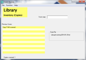 Follett Remote's Library inventory function.